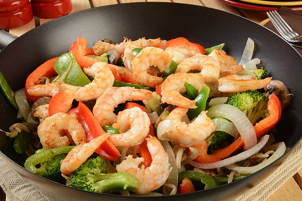 istock Shrimp stir fry in a wok 483528818