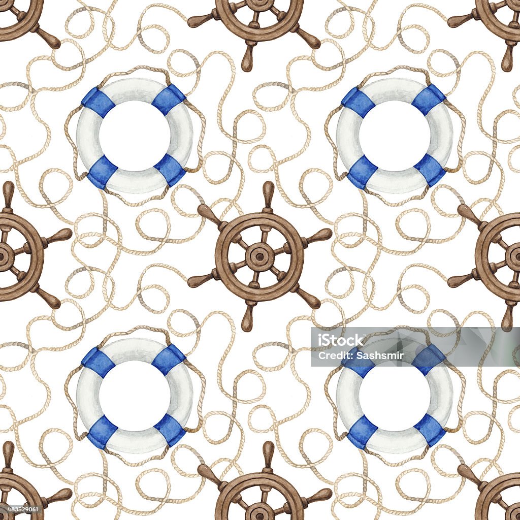 Seamless nautical pattern Ancient stock illustration