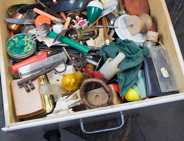 Somewhere In There. Old drawer full of things that just might be useful! Doesn't everyone have one of those? obsolescence stock pictures, royalty-free photos & images