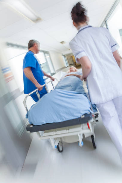 istock Motion blurred shot of hospital stretcher 483529439