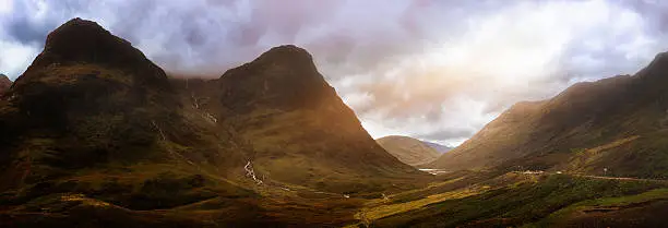 Glencoe pass after a rainstorm Scotland UK panorama