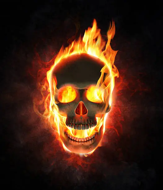 Photo of Evil skull in flames and smoke