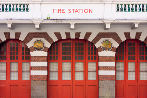 Red door of the fire station