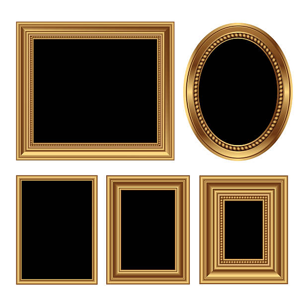 Antique picture frames Golden antique frames for your pictures. Vector illustration gallery picture frames wall set pictures stock illustrations