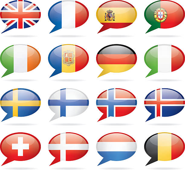 Speech Bubble Western and Nothern Europe Flags European Flags Collection swedish flag stock illustrations