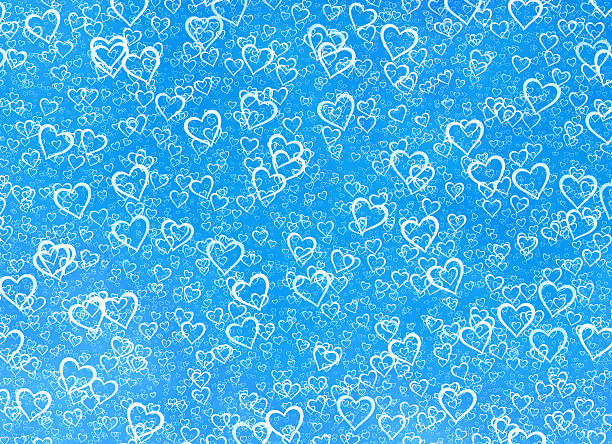 white hearts background on a blue winter backgrounds. Love texture