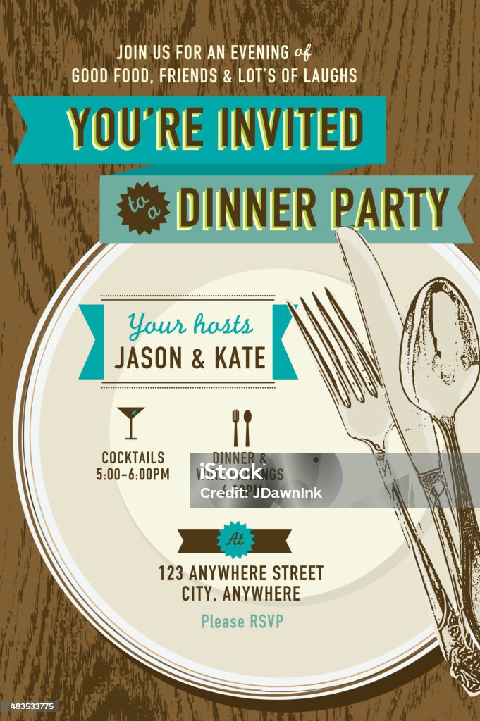 Round Table Invite Example Casual Dinner Invitation Template