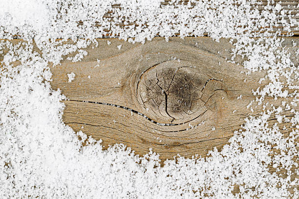 istock Close up of snow on rustic wood 483533994