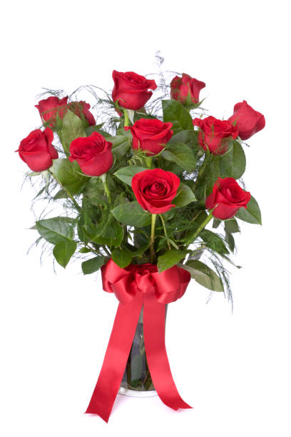 バレンタインデーのご希望 - rose dozen roses vase red ストックフォトと画像