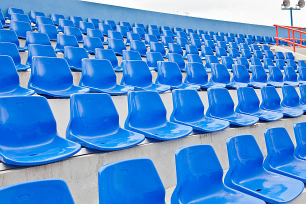 istock Plastic blue seats in a stadium in Thailand 483535696