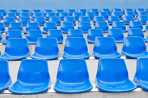 istock Plastic blue seats in a stadium in Thailand 483535712