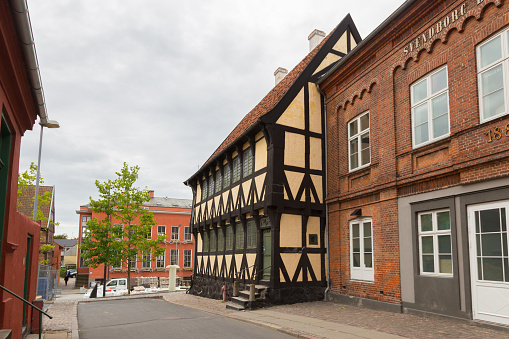 Half-timbered house in the city of Svendborg, Denmark