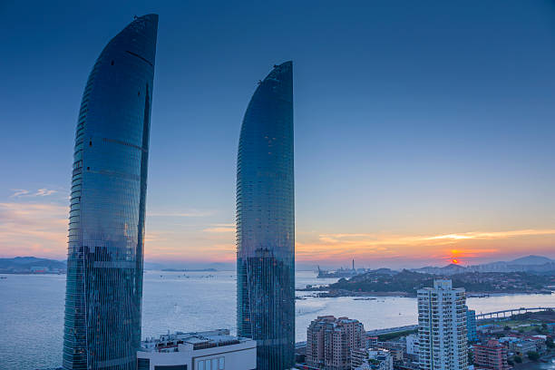 istock Xiamen shimao strait building at dusk 483539688