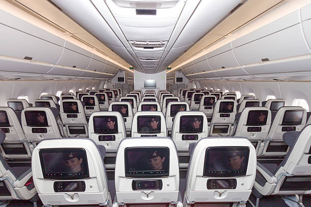 airbus a350 cabin - qatar airways 個照片及圖片檔