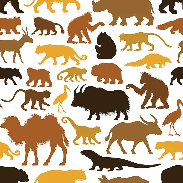 Vector illustration of Repetitive Asian Animals Pattern