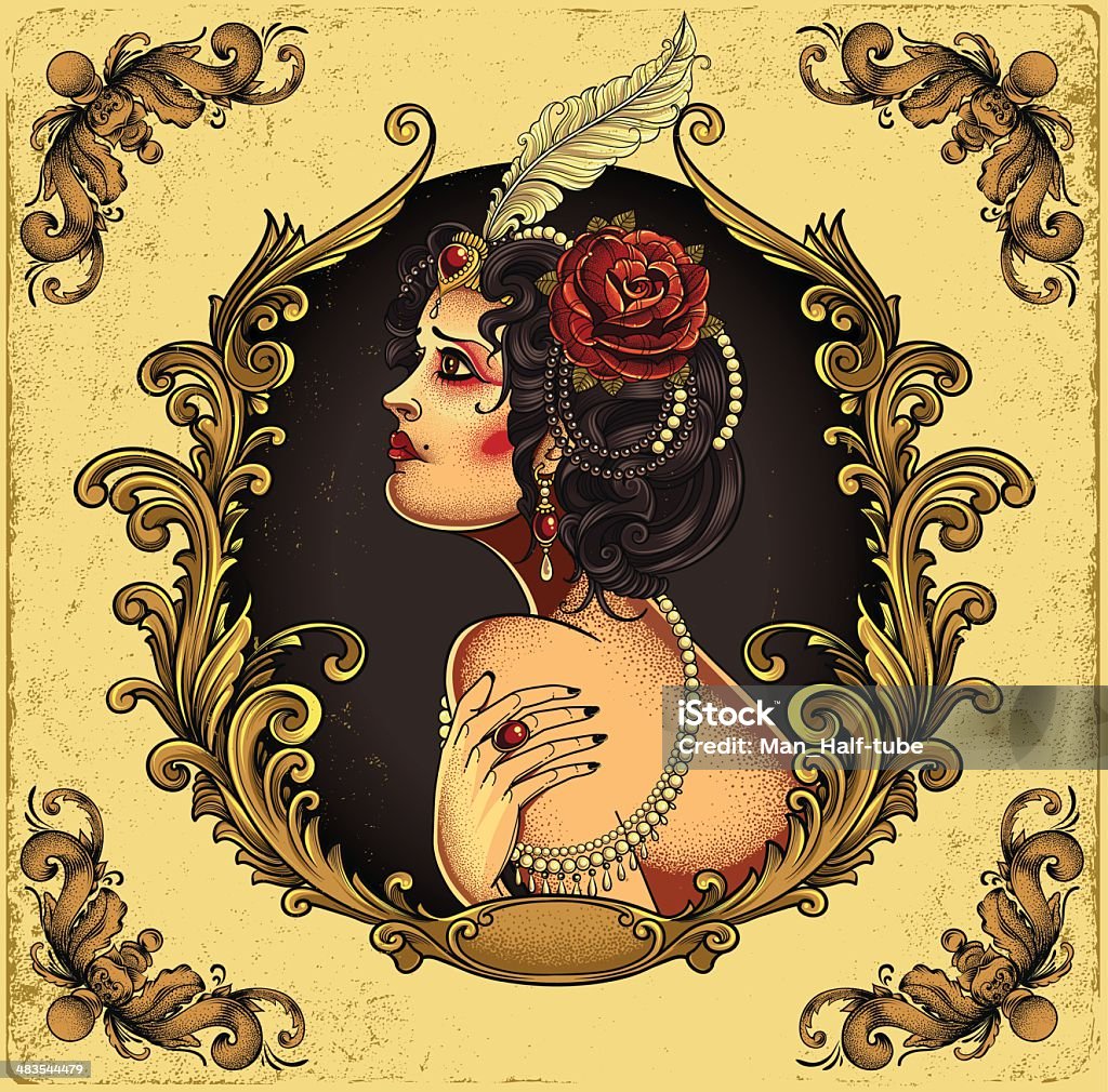 Burlesco rapariga - Royalty-free Tatuagem arte vetorial