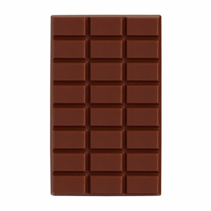 Dark chocolate bar on white background