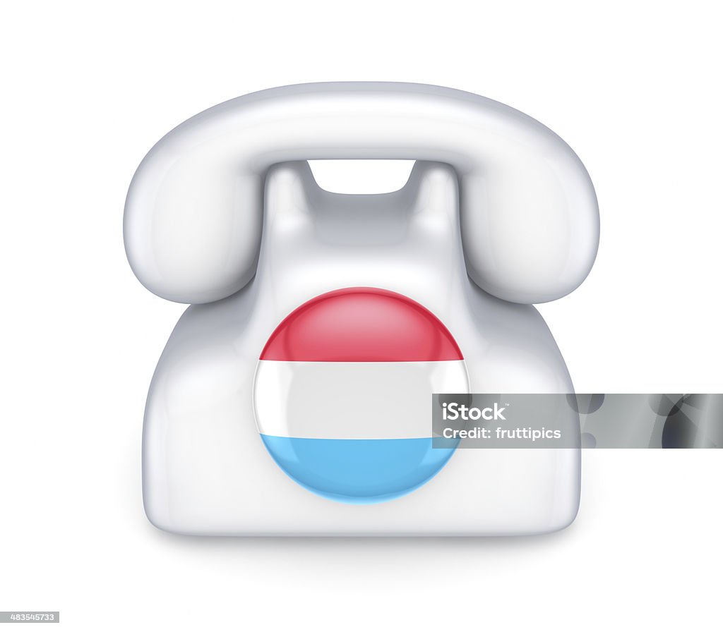Retro telephone with luxembourgian flag. Retro telephone with luxembourgian flag.Isolated on white background.3d rendered. Communication Stock Photo