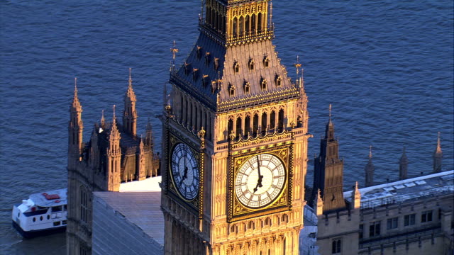 Aerial View of Big Ben bell tower and clock face