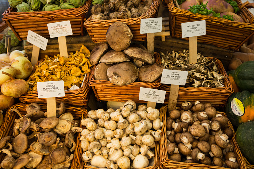 Organic mushrooms  in a market, New York City