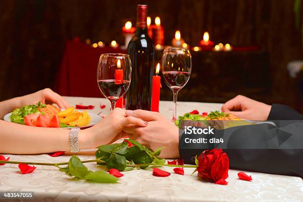 Couple Holding Their Hands Stock Photo - Download Image Now - Barbecue - Meal, Beef, Candle