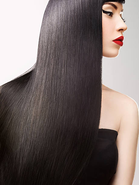 istock Beautiful Brunette. Healthy Long Hair. Red Lips 483547161