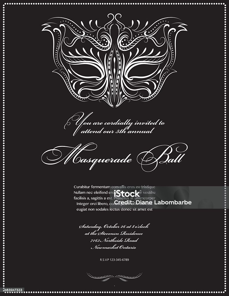 Calligraphie Style Masque de mascarade Invitation - clipart vectoriel de Costume de déguisement libre de droits