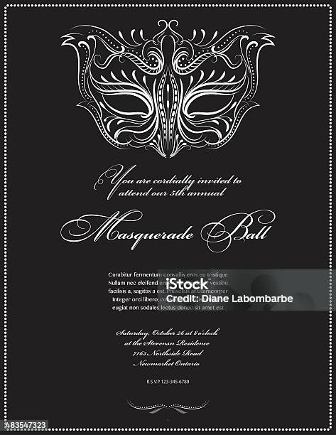 Calligraphie Style Masque De Mascarade Invitation Vecteurs libres de droits et plus d'images vectorielles de Costume de déguisement - Costume de déguisement, Invitation, Bal