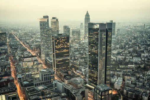 View at the financial district, Frankfurt Germany.