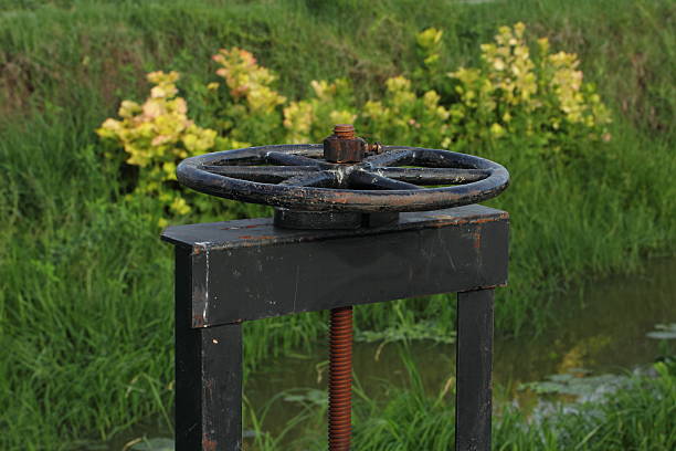 istock Steering wheel of floodgate 483552418