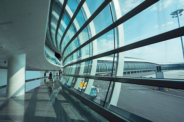 istock Modern building with curving roof and glass steel column 483552528