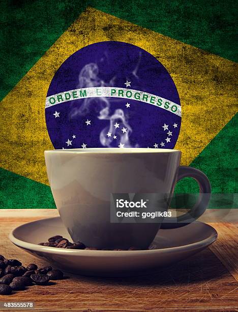 Coffee And Flag Stock Photo - Download Image Now - 2015, Abstract, Brasilia