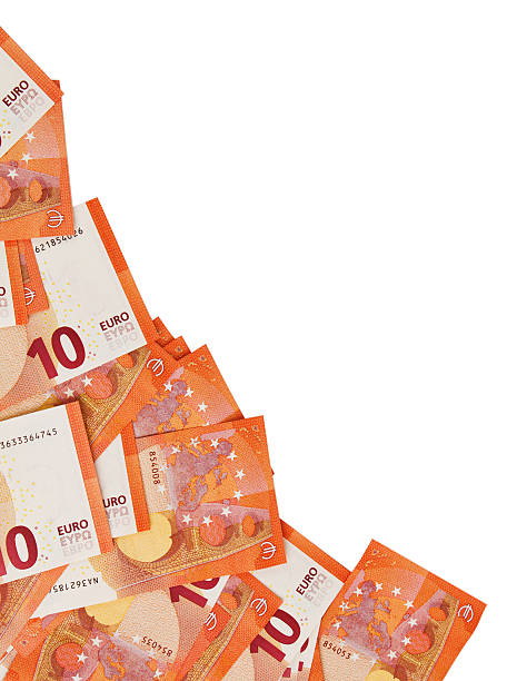 istock Background of ten euros notes laid in the corner 483555694