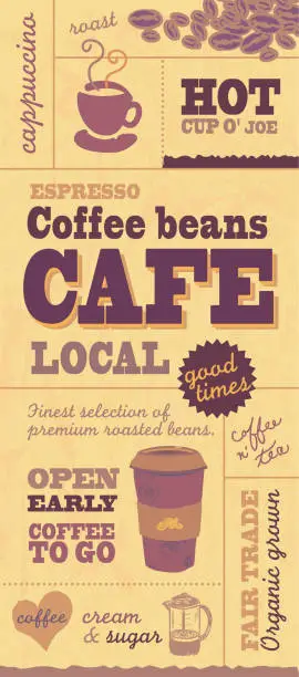 Vector illustration of Yellow and brown Coffee themed poster wall banner design template