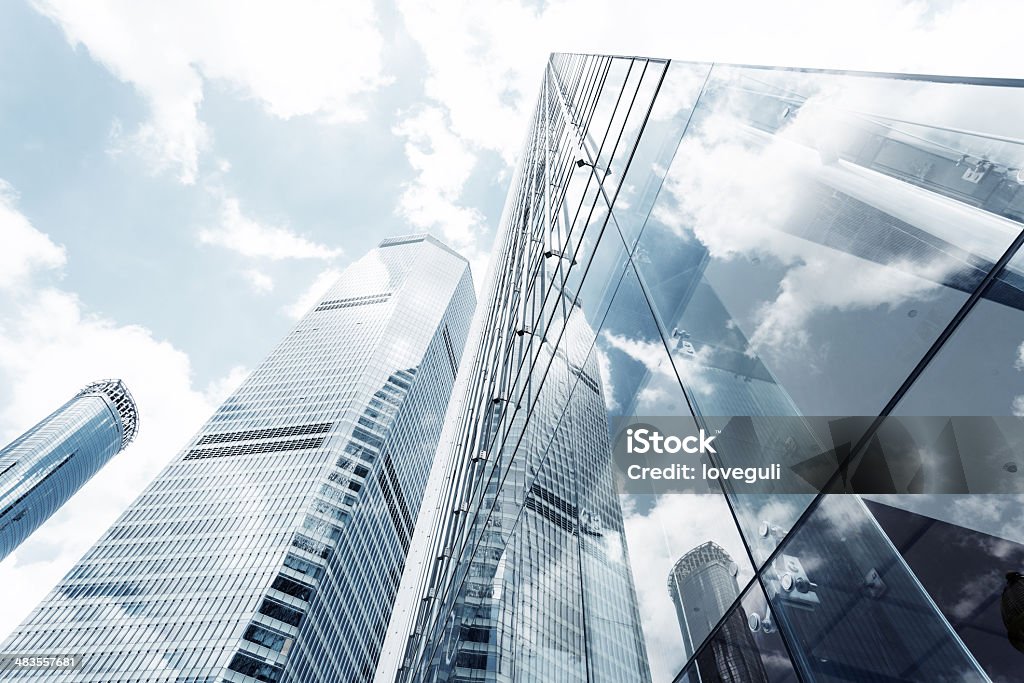 Skyscrapers with clouds reflection Abstract Stock Photo