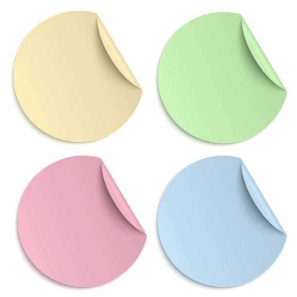 istock Set of colour round paper sticker isolated on white. 483557688
