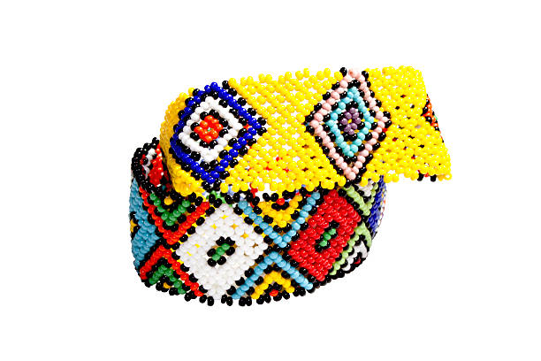 istock Two Zulu Beadwork Bracelets in Bright Colors 483558261