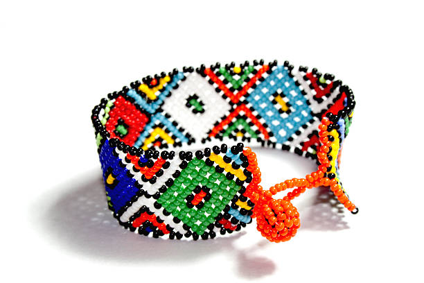 istock Isolated Single Traditional Bright Beadwork Zulu Bracelet 483558675