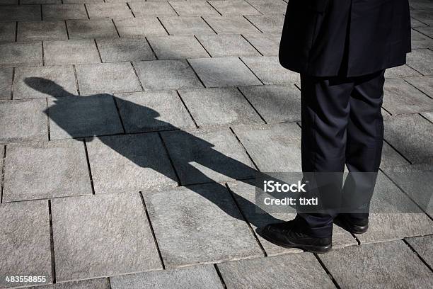 Shadow Of A Businessman Standing Stock Photo - Download Image Now - Adult, Adults Only, Business