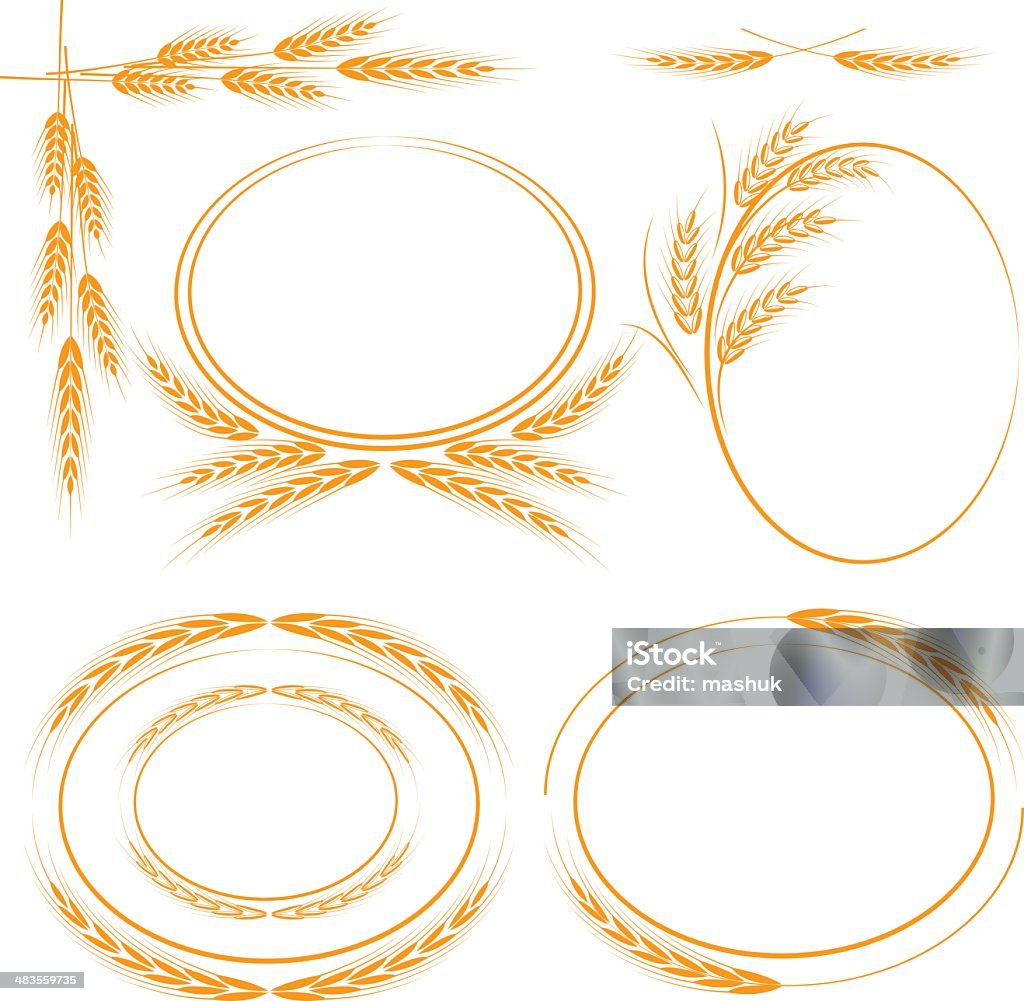 Bastidores de trigo - arte vectorial de Corona - Arreglo floral libre de derechos