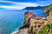 Scenic view of colorful village Vernazza in Cinque Terre