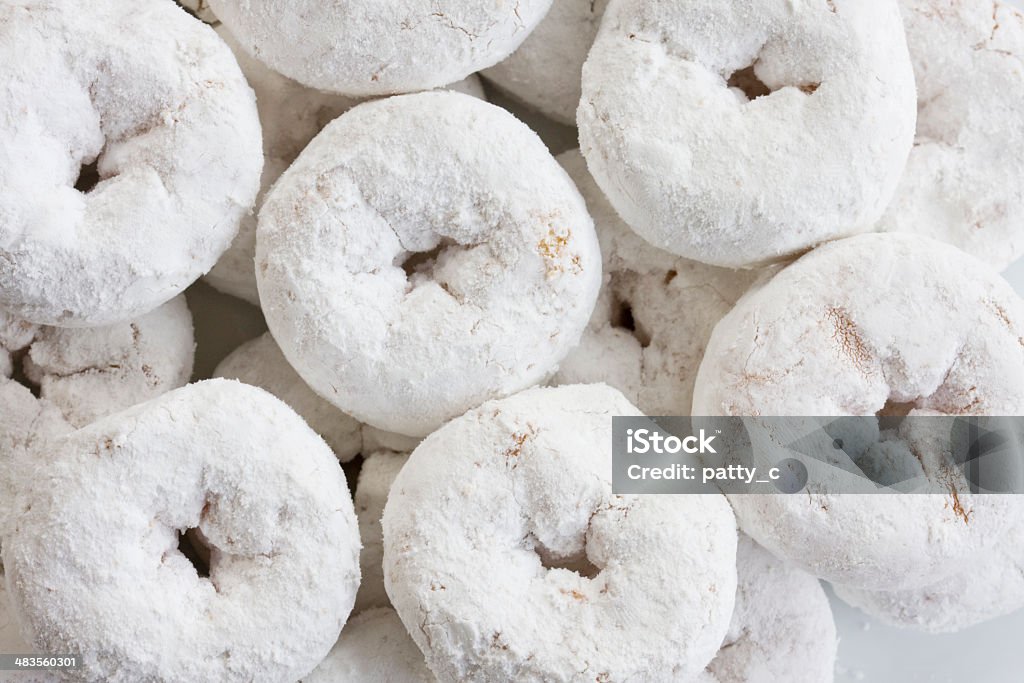 Breakfast is Served Plate of powdered sugar donuts Powdered Sugar Stock Photo