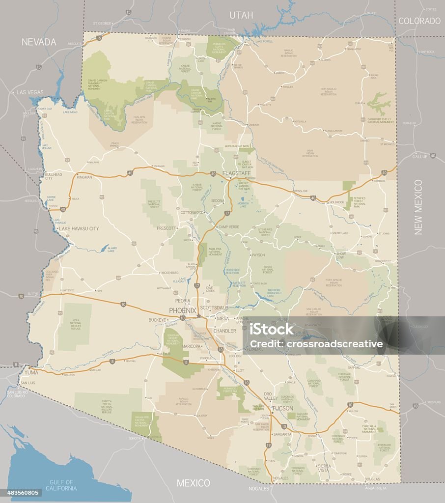 Mapa do Arizona - Vetor de Mapa royalty-free