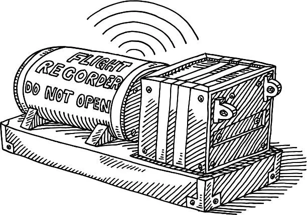 Vector illustration of Flight Recorder Sending Signal Drawing