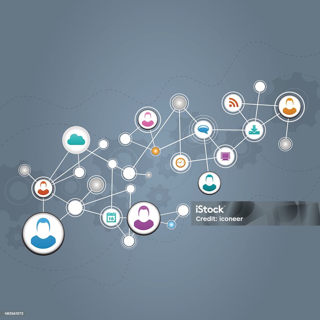 Menschen Netzwerk-Hintergrund mit Kommunikation Symbole - Lizenzfrei Arbeitspersonal Vektorgrafik