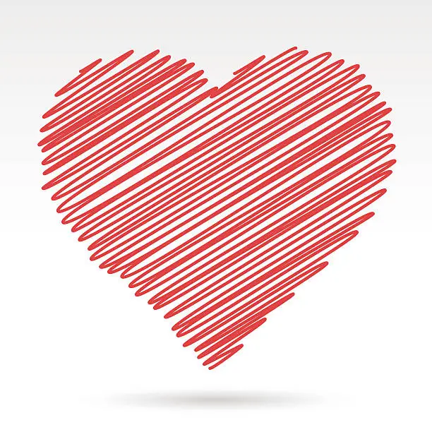 Vector illustration of Scribbled red heart