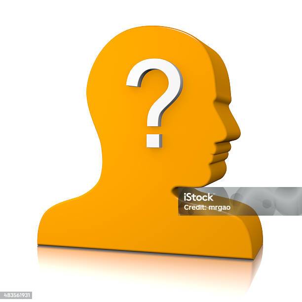 Man Head Profile With Question Mark Stock Photo - Download Image Now - Adult, Adults Only, Concepts