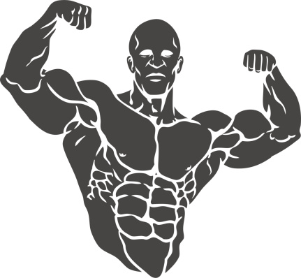 Vector illustration of bodybuilder. Only one single click to change the color. 