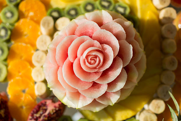Flower watermelon Exotic fruit decoration table fruit carving stock pictures, royalty-free photos & images