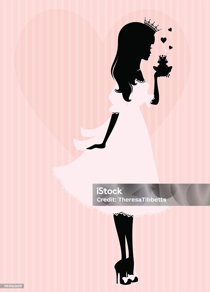 Princess Kiss A cute princess kissing a frog. In Silhouette stock vector